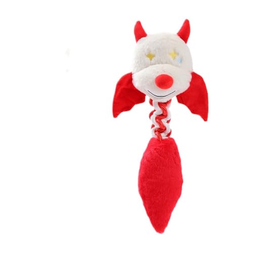 SSDH Little Devil Plüsch-Hundespielzeug Interaktives Hundespielzeug Knotenbissfest Integriertes Quietschen Um Langeweile Vorzubeugen Geeignet Für Alle Arten Von Hunden (Rot) von SSDH