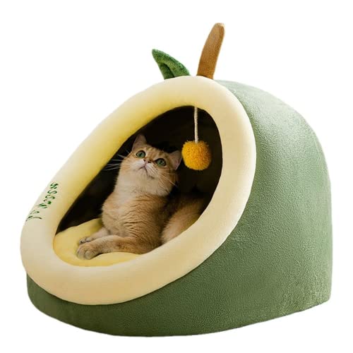 SSDHUA Katzennest Fun Fruit Animal Shape Katzennest Vier Jahreszeiten Universal Katzennest Halbgeschlossen Katzen- und Hundenest Warm Mode Katzennest Inneneinrichtung Warme Dekoration (M,Avocado) von SSDHUA