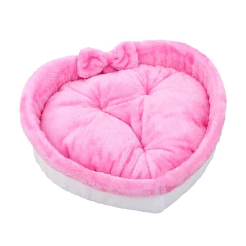 SSDHUA Niedliches Katzenbett Herzförmiges Katzennest Baumwollfleece Warmes Weiches Katzensofa Bett Geeignet für Katzen und Hunde, um den warmen Winter zu verbringen (L, Rosa) von SSDHUA