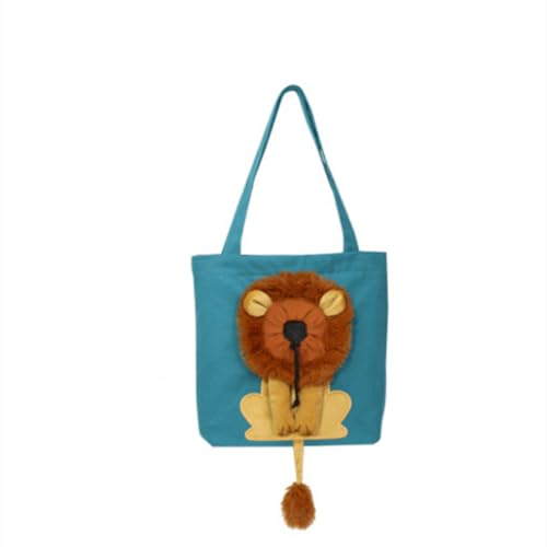 Haustier Canvas Umhängetasche Katzentrage Tragbare Brust Katze Tasche Outdoor Hund Tote Bag Reise Handtasche für kleine Katze Hund Tierbedarf (Blau, Medium) von SSFGSDGG