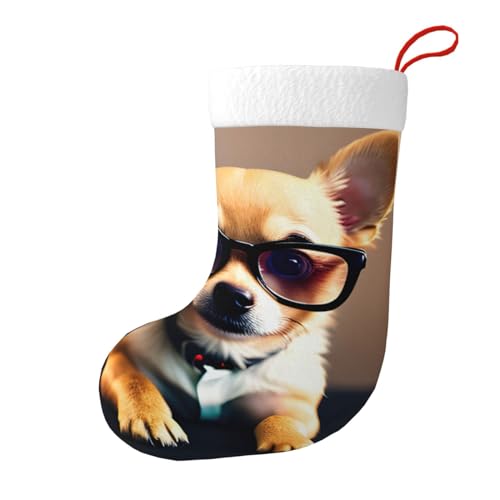 Chihuahua-Hundebrille, 1 lebendige Weihnachtssocken, Weihnachtsmann, Schneemann und Haustiermuster, unverzichtbar für den Urlaub von SSIMOO