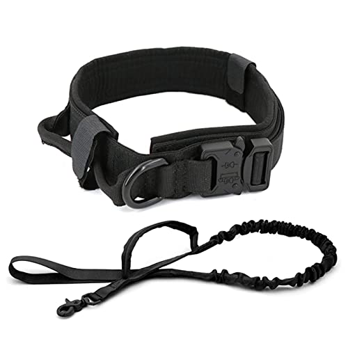 Hundehalsband Haustiere Hundehalsbänder Leinensteuerung Griff Training Haustier Katze Hundehalsband-Schwarz Set, L (43-50cm) von SSJIA