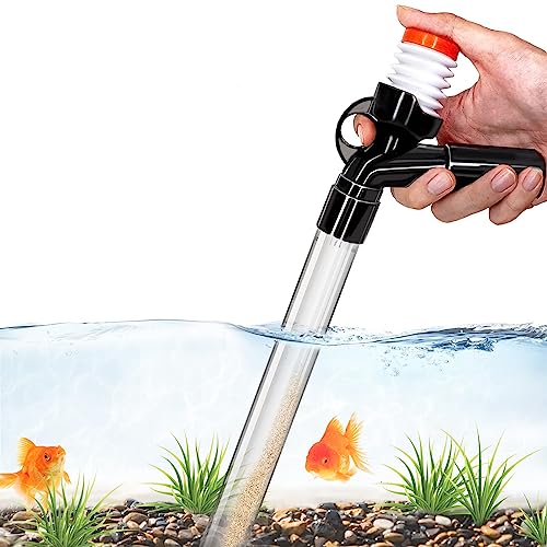 SSRIVER Aquarium Kiesreiniger Fish Tank Kit Wasserwechsel Mit Langer Düse für Wasserwechsel und Filterkiesreinigung Mit Luftdruckknopf und Einstellbarem Wasserdurchflussregler - BPA frei von SSRIVER