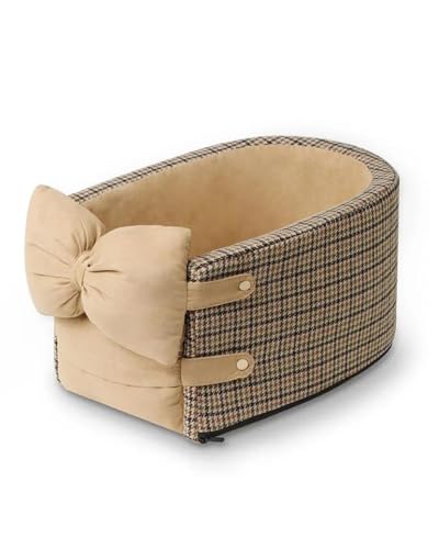 Hundesitz Auto 12 Farben Nette Schleife Hund Träger Auto Zentrale Hund Auto Für Sitz Bett Tragbare Teddy Hund Und Katze Matte Für Ausgehen Verstellbarer Hundeautositz(Brow) von SSUYGF