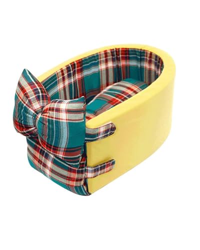 Hundesitz Auto 12 Farben Nette Schleife Hund Träger Auto Zentrale Hund Auto Für Sitz Bett Tragbare Teddy Hund Und Katze Matte Für Ausgehen Verstellbarer Hundeautositz(Lattice Yellow) von SSUYGF