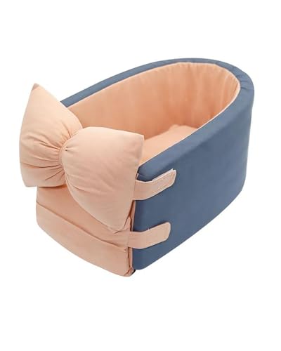 Hundesitz Auto 12 Farben Nette Schleife Hund Träger Auto Zentrale Hund Auto Für Sitz Bett Tragbare Teddy Hund Und Katze Matte Für Ausgehen Verstellbarer Hundeautositz(Pink Blue) von SSUYGF