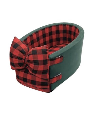 Hundesitz Auto 12 Farben Nette Schleife Hund Träger Auto Zentrale Hund Auto Für Sitz Bett Tragbare Teddy Hund Und Katze Matte Für Ausgehen Verstellbarer Hundeautositz(Red Green) von SSUYGF