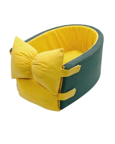 Hundesitz Auto 12 Farben Nette Schleife Hund Träger Auto Zentrale Hund Auto Für Sitz Bett Tragbare Teddy Hund Und Katze Matte Für Ausgehen Verstellbarer Hundeautositz(Yellow Green) von SSUYGF