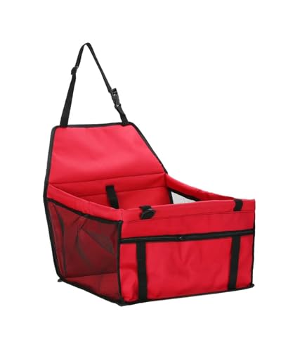 Hundesitz Auto 45x35x25cm Tragbare Haustier Katze Für Sitz Erhöhten Auto Für Sitz Für Hund Träger Kleine Mittelgroße Hund Katzen Haustier wasserdichte Reisetasche Verstellbarer Hundeautositz(Red) von SSUYGF