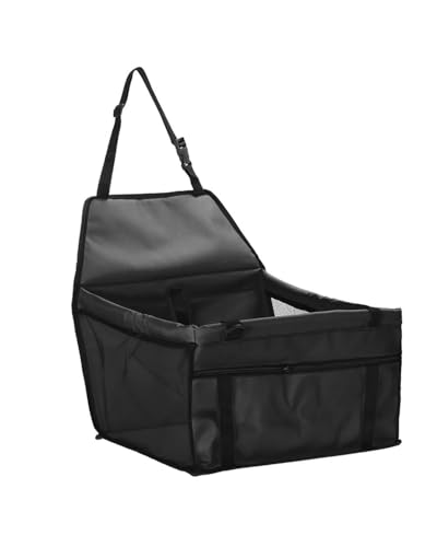 Hundesitz Auto 45x35x25cm Tragbare Haustier Katze Für Sitz Erhöhten Auto Für Sitz Für Hund Träger Kleine Mittelgroße Hund Katzen Haustier wasserdichte Reisetasche Verstellbarer Hundeautositz(Black) von SSUYGF