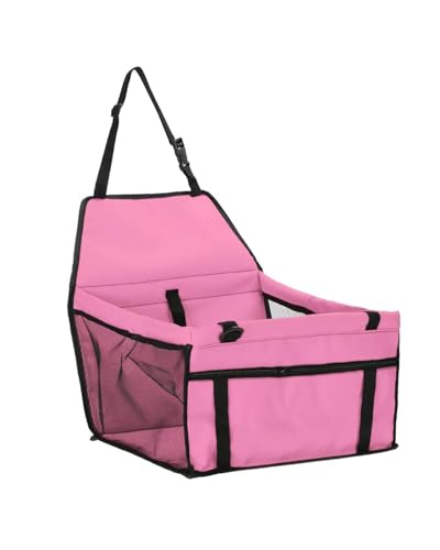 Hundesitz Auto 45x35x25cm Tragbare Haustier Katze Für Sitz Erhöhten Auto Für Sitz Für Hund Träger Kleine Mittelgroße Hund Katzen Haustier wasserdichte Reisetasche Verstellbarer Hundeautositz(Pink) von SSUYGF