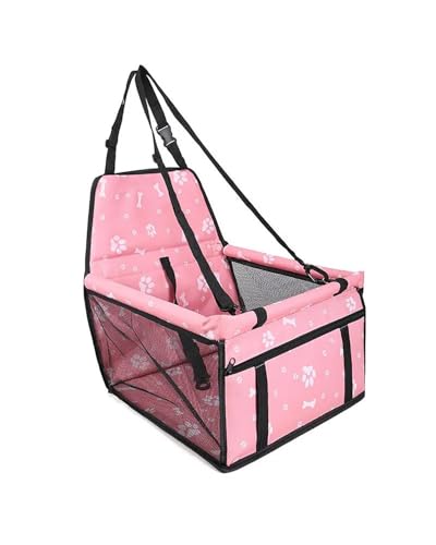 Hundesitz Auto Auto Booster Für Sitz Für Hund Katze Klapp wasserdichte Katze Welpen Haustier Auto Für Sitz Träger Reise Träger Tasche Welpen Auto Für Sitz Mit Verstellbarer Hundeautositz(Pink) von SSUYGF