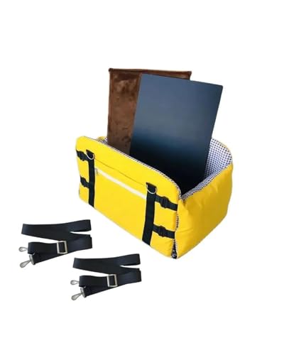 Hundesitz Auto Für Kleine Hunde Und Katzen Mit Polstergurten Für Outdoor-Reisen, Haustiere, Umhängetasche, Hundeauto Für Sitz Hunde-Booster-Auto Für Sitz Verstellbarer Hundeautositz(Yellow) von SSUYGF