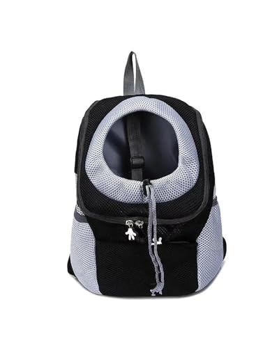 Hundesitz Auto Für Kleine Mittelgroße Hunde Katzen Reiserucksack Atmungsaktiver Hundeträger-Rucksack Haustier-Hundeträger-Rucksack Welpenträger-Frontpack Verstellbarer Hundeautositz(Black,L for 6-10 K von SSUYGF