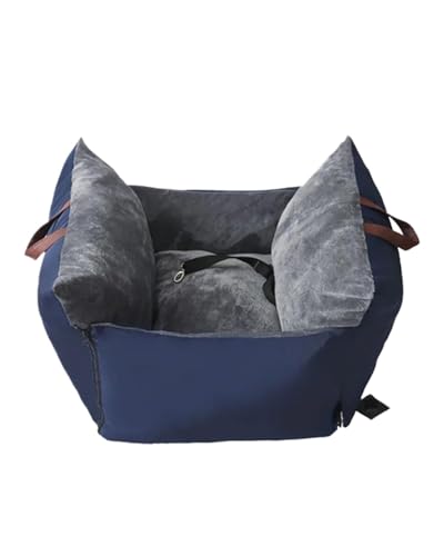 Hundesitz Auto Hund Auto Für Sitz Zentrale Steuerung rutschfeste Hund Träger Auto Armlehne Box Booster Hund Kissen Träger Mit Für Sicherheits Gürtel Pet Carrie Verstellbarer Hundeautositz(NavyBlue) von SSUYGF