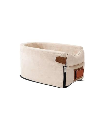 Hundesitz Auto Tragbare Hund Auto Für Sitz Reise Hund Tasche Welpen Auto Für Sitz Hund Transport Tasche rutschfeste Weiche Tragen Haus Haustier Liefert Verstellbarer Hundeautositz(Beige) von SSUYGF