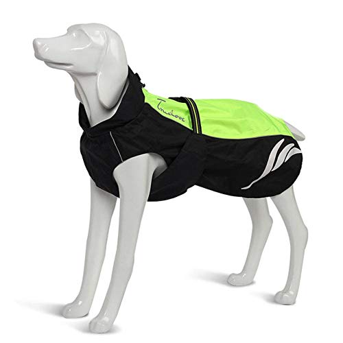 Truelove Hundemantel, wasserdicht, reflektierend, gestreift, Nylon, für jedes Wetter, Neongelb, 24 cm lang von SSXCO