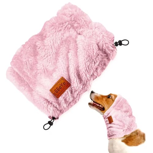 SSaYo Verstellbare Ohrenschützer mit Geräuschunterdrückung, Lärmschutz, keine Klappen-Ohrwickel für Hunde, Snoods Hunde-Stirnband, Ohrenschützer zur Angstlinderung (Rosa, Größe M) von SSaYo