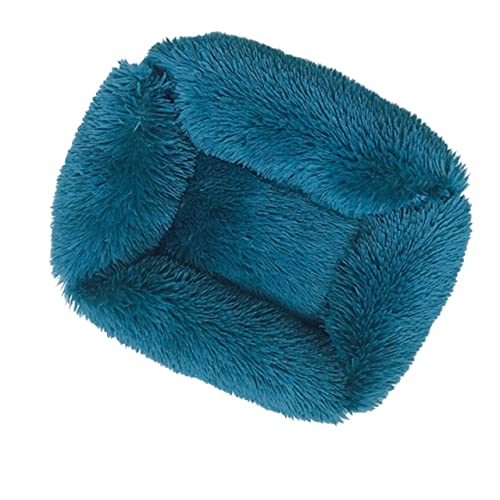 SSxgslbh Hundebett, quadratisch, einfarbig, für kleine, mittelgroße und große Hunde, warmes Katzen- und Hundezubehör (Farbe: Cyanblau, Größe: M 65 x 55 cm) von SSxgslbh