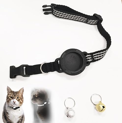 SSyang Katzenhalsband, Tracker Katze, Katzen Tracker Halsbänder, Katzenhalsband Halter, Black Katzenhalsband, Tracker Katze mit Glocke, für Katzen und Welpen (22-33cm) von SSyang