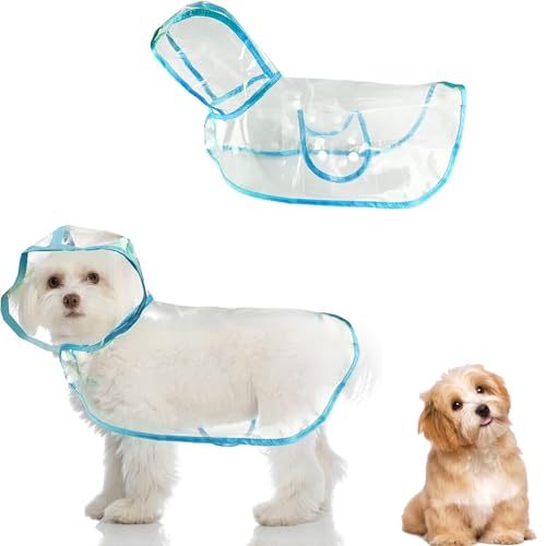 SSyang Regenmantel für Hunde, Wasserdicht Hund Regen Poncho Hoodie, Hunderegenmantel,Verstellbar und Leicht zu Tragen, Regen- und Winddicht, für Kleine Mittelgroße Hundekatzen (Blau,M) von SSyang