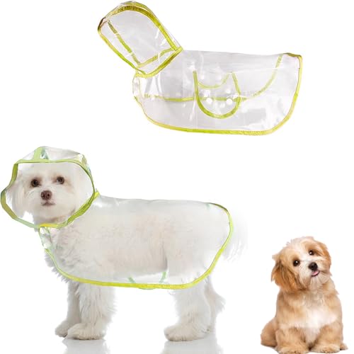 SSyang Regenmantel für Hunde, Wasserdicht Hund Regen Poncho Hoodie, Hunderegenmantel,Verstellbar und Leicht zu Tragen, Regen- und Winddicht, für Kleine Mittelgroße Hundekatzen (Gelb,M) von SSyang