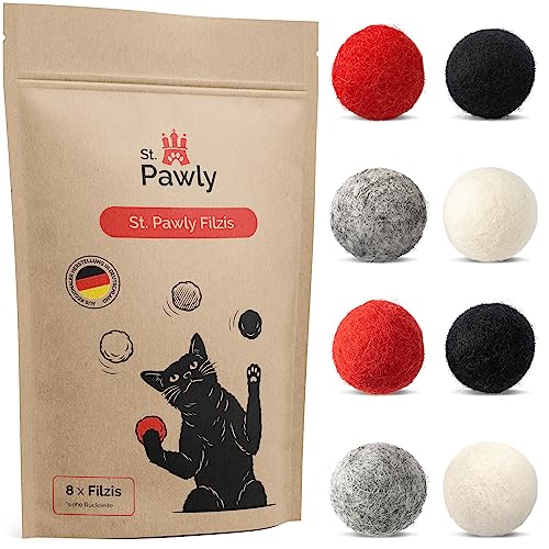 ST.PAWLY® Filzis - Katzenspielzeug - Filzbälle Katzen - Katzenspielzeug Selbstbeschäftigung - nachhaltiges Spielzeug für Katzen - Katzenball interaktiv - 100% Schafwolle - Katzenspielzeug Natur von ST. PAWLY