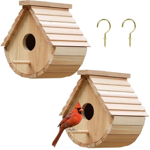 Vogelhaus Holz Vogelhaus 2er Set, Hängende Vogelhäuser für Draußen, Bluebird, Finken, Kardinäle Haus von STARSWR