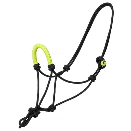 Reithalfter für Pferde und Pony Start RopeBraided, kontrastierend Warmblut, Vollblut, Kaltblut – Stallhalfter, Weidehalfter, Halfter, Pferdehalfter, Ponyhalfter (Cob (Vollblut), Schwarz/Lime) von START ENJOY THE RIDE