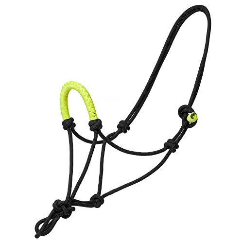 Reithalfter für Pferde und Pony Start RopeBraided, kontrastierend Warmblut, Vollblut, Kaltblut – Stallhalfter, Weidehalfter, Halfter, Pferdehalfter, Ponyhalfter (Full (Warmblut), Schwarz/Lime) von START ENJOY THE RIDE