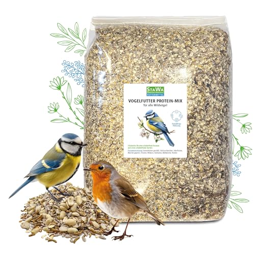 STAWA Vogelfutter Protein-Mix, Wildvogelfutter für Gartenvögel und Waldvögel, Streufutter mit viel Eiweiß, Ganzjahresfutter, 10 kg von STAWA