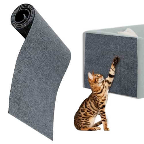 200cmx40cm Selbstklebend Kratzmatte Katze, DIY Kratzbretter Katze, Kratzschutz Sofa Katze, Katzenkratz Brett Kratzbrett Katzen für Schützt Teppiche Sofa Möbel Tür Wand (Grau) von STEEIRO