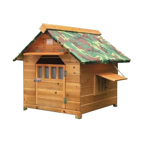 Hölzerne Hundehütte for draußen und drinnen, Hundebox mit Sonnenschutz, wetterfest und Winddicht, ideal for kleine, mittelgroße und große Haustiere(Size:3XL) von STEPHM