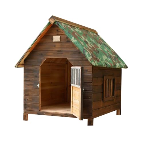 Hundehütte aus Holz mit Fenster und Tür, Hundebox, wetterfest und Winddicht, ideal for kleine, mittlere und große Haustiere im Innen- und Außenbereich(Size:3XL) von STEPHM