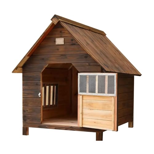 Hundehütte aus Holz mit Fenster und Tür, Hundebox, wetterfest und Winddicht, ideal for kleine, mittlere und große Haustiere im Innen- und Außenbereich(Size:4XL) von STEPHM