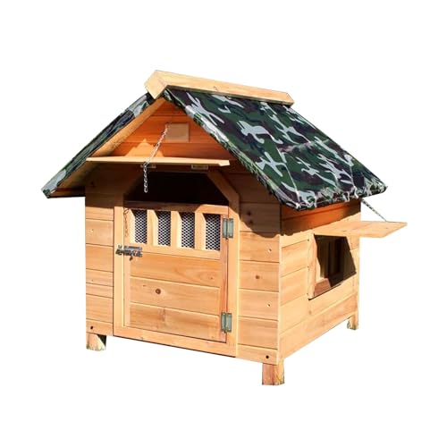 Hundehütte for den Außenbereich, Hundekäfig aus Holz mit Fenster und Tür, wetterfeste und Winddichte Hundehütte, einfach zu montieren, for kleine, mittelgroße und große Haustiere(Size:Large) von STEPHM