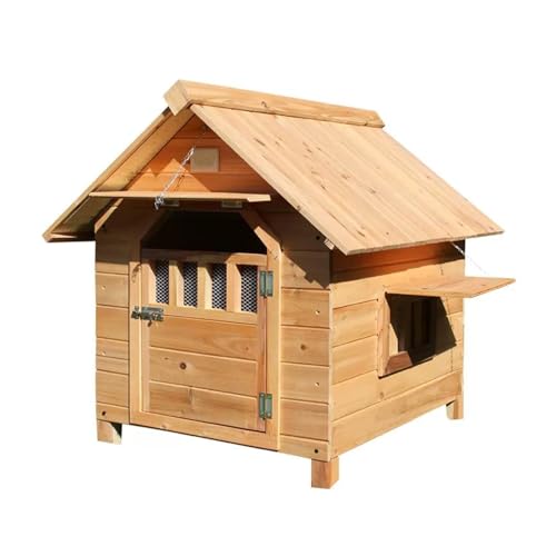 Hundehütte for den Außenbereich, Hundekäfig aus Holz mit Fenster und Tür, wetterfeste und Winddichte Hundehütte, einfach zu montieren, for kleine, mittelgroße und große Haustiere(Size:Large) von STEPHM