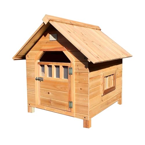 Hundehütte for den Außenbereich, Hundekäfig aus Holz mit Fenster und Tür, wetterfeste und Winddichte Hundehütte, einfach zu montieren, for kleine, mittelgroße und große Haustiere(Size:Large) von STEPHM