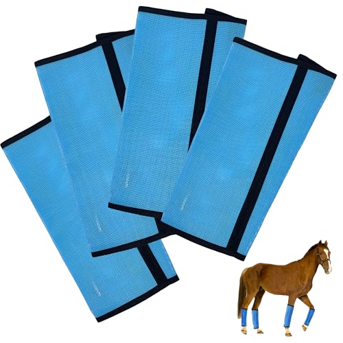 STFALI Pferdefliegenstiefel 4er-Set, atmungsaktive Mesh-Pferde-Beinwärmer, Pferdefliegenstiefel zur Verhinderung von Fliegen- und Mückenstichen, wiederverwendbar und rutschfest von STFALI