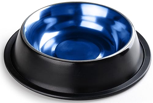 STILGUT Fressnapf für Hund & Katze, Futternapf aus Aluminium 0,4 l, Hundenapf, Katzennapf, Wassernapf - Schwarz/Blau von STILGUT