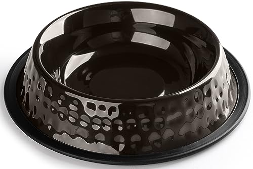 StilGut Fressnapf für Hund & Katze 2er-Set, Futternapf aus Aluminium 0,4 l, Hundenapf, Katzennapf, Wassernapf - 2er-Set - Schwarz gehämmert von STILGUT