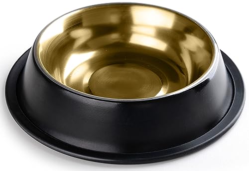 StilGut Fressnapf für Hund & Katze 2er-Set Futternapf aus Aluminium 0,2 l, Hundenapf, Katzennapf, Wassernapf - 2er-Set - Schwarz/Gold von STILGUT