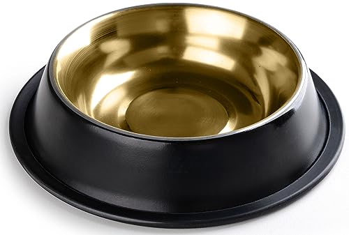 StilGut Fressnapf für Hund & Katze 2er-Set Futternapf aus Aluminium 0,4 l, Hundenapf, Katzennapf, Wassernapf - 2er-Set - Schwarz/Gold von STILGUT