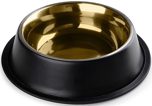 StilGut Fressnapf für Hund & Katze 2er-Set Futternapf aus Aluminium 0,7 l, Hundenapf, Katzennapf, Wassernapf - 2er-Set - Schwarz/Gold von STILGUT