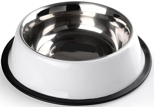 StilGut Fressnapf für Hund & Katze 2er-Set Futternapf aus Aluminium 0,7 l, Hundenapf, Katzennapf, Wassernapf - 2er-Set - Weiß/Silber von STILGUT