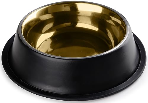 StilGut Fressnapf für Hunde, Hund Futternapf aus Aluminium 0,9 l, Hundenapf, Wassernapf - Schwarz/Gold von STILGUT