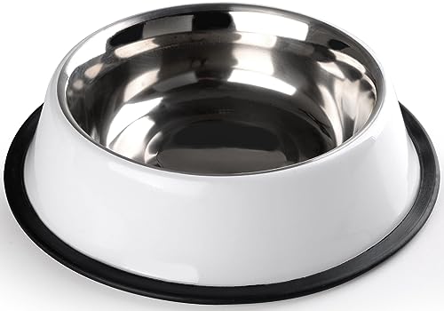 StilGut Fressnapf für Hunde, Hund Futternapf aus Aluminium 0,9 l, Hundenapf, Wassernapf - Weiß/Silber von STILGUT