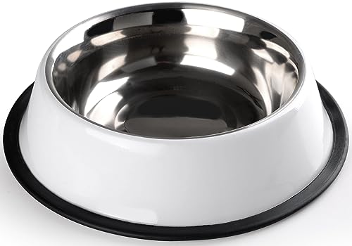 STILGUT Fressnapf für Hunde, Hund Futternapf aus Aluminium 0,9 l, Hundenapf, Wassernapf - Weiß/Silber von STILGUT