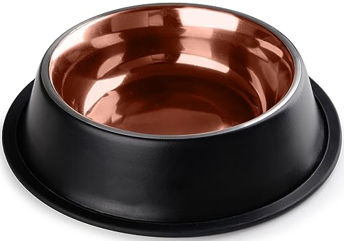 StilGut Fressnapf für Hunde 2er-Set Hund Futternapf aus Aluminium 0,9 l, Hundenapf, Wassernapf - 2er-Set - Schwarz/Kupfer von STILGUT