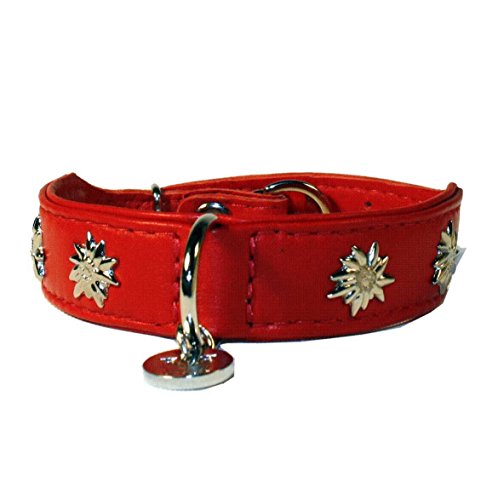 STILHUND, Hundehalsband aus Leder, Lederhalsband Edelweiß, rot, Nappaleder (30) von STILHUND LIFESTYLE FÜR HUND & HALTER